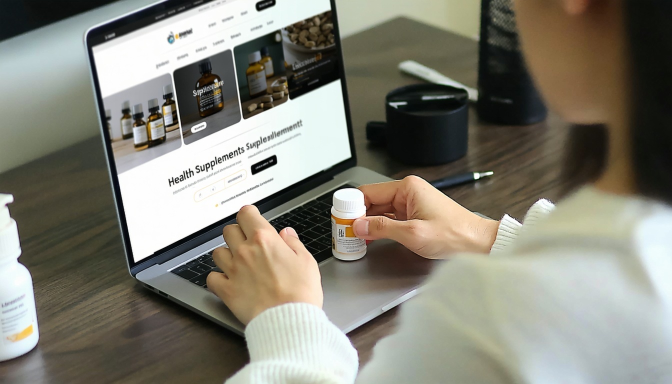 Person researching health supplements online
